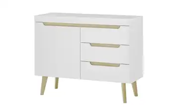 Sideboard 107 cm 1 Stück Weiß, Eiche (Nachbildung)