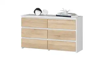 Kommode Carla Weiß, Eiche Sonoma (Nachbildung)