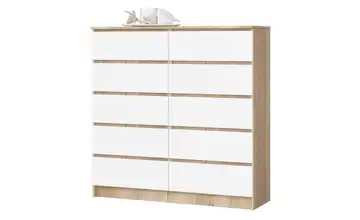 Kommode mit 10 Schubladen Kersten Eiche Sonoma (Nachbildung), Weiß