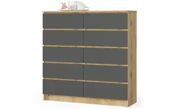 Kommode mit 10 Schubladen Kersten Eiche Artisan (Nachbildung), Graphit
