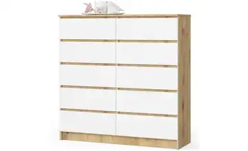 Kommode mit 10 Schubladen Kersten Eiche Artisan (Nachbildung), Weiß