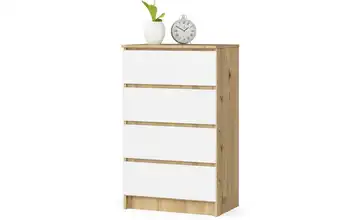 Kommode mit 4 Schubladen Kai Eiche Artisan (Nachbildung), Weiß