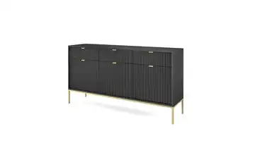 Sideboard Nova 154 cm Schwarz, Goldfarben 3 Stück