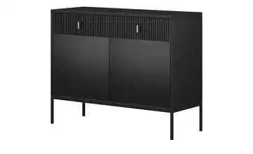 Kommode Maglione Schwarz Griffe: Metall Goldfarben, Gestell: Metall Schwarz
