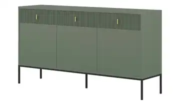 Sideboard Maglione Grün Griffe: Metall Goldfarben, Gestell: Metall Schwarz