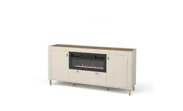 Sideboard mit Kamin Beige, Eiche, Goldfarben