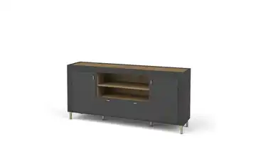 Sideboard ohne Kamin Schwarz, Eiche, Goldfarben