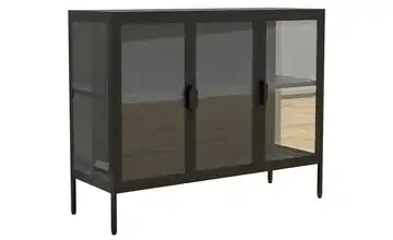 Standvitrine Floka 80 cm 100 cm Schwarz 3 Stück