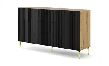 Sideboard Füße, konisch schmal Eiche Artisan (Nachbildung), Schwarz 150 cm Goldfarben