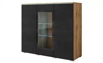 Highboard Vera Eiche (Nachbildung), Schwarz