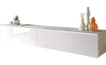 Lowboard Breno Betonoptik, Weiß
