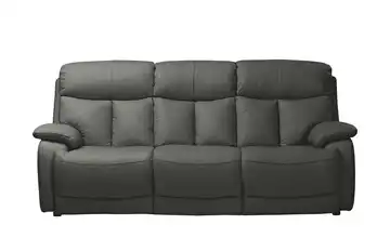 Wohnwert Sofa 3-sitzig aus Echtleder mit manueller Relaxfunktion Ambra  Anthrazit (Dunkelgrau)