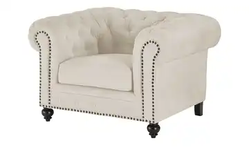 uno Sessel Chesterfield Stoff Creme