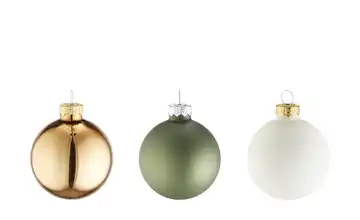 Weihnachtskugel Set, 20er Goldfarben, Grün, Weiß