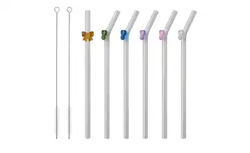 Peill+Putzler Glas-Trinkhalm-Set Mit Schleife mehrfarbig