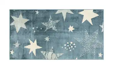 KJUT Webteppich Star Blau, Weiß 80x150 cm