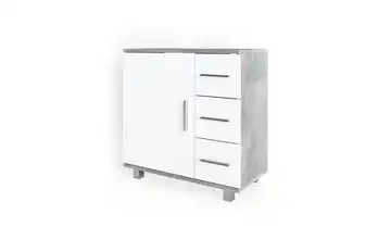 Waschbeckenunterschrank Ilias Betonoptik, Weiß