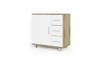 Waschbeckenunterschrank Ilias Eiche (Nachbildung), Weiß