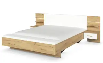 Bettanlage Moffat Eiche Artisan (Nachbildung), Weiß Mit Beleuchtung