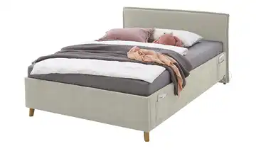 Polsterbettgestell mit trendiger Kederumrahmung Fun Beige Ohne Rückenteil 140 cm Ohne Lattenrahmen & Bettkasten