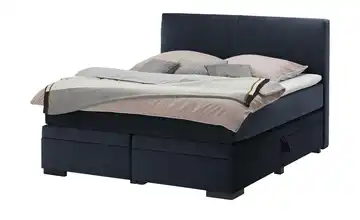 Boxi Boxspringbett mit Bettkasten Boxi Classic Mitternachtsblau 160 cm Kaltschaumkern Samt H2