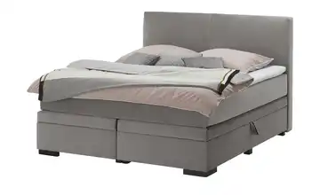 Boxi Boxspringbett mit Bettkasten Boxi Classic H3 160 cm Viscoschaumkern Hellgrau Samt