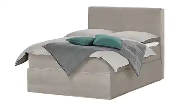 Boxi Boxspringbett Boxi Classic Beige 140 cm Samt H2 Kaltschaumkern