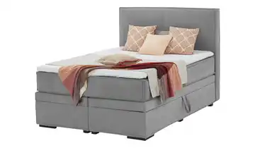 Boxi Boxspringbett mit Bettkasten Boxi Urban Hellgrau 140 cm weich Kaltschaumkern Velours