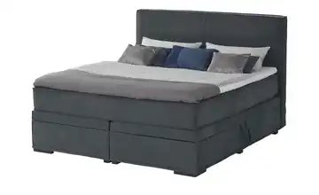 Boxi Boxspringbett mit Bettkasten Boxi Urban Anthrazit 160 cm hart Viscoschaumkern Velours