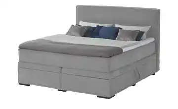 Boxi Boxspringbett mit Bettkasten Boxi Urban Hellgrau 160 cm hart Viscoschaumkern Velours