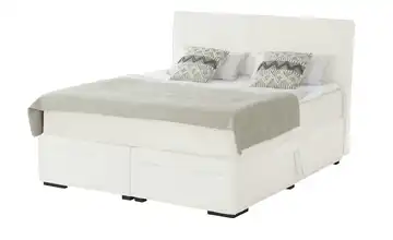 Boxi Boxspringbett mit Bettkasten Boxi Urban Creme 160 cm hart Viscoschaumkern Cordstoff