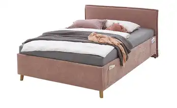 Polsterbett mit trendiger Kederumrahmung Fun 120 cm Ohne Lattenrahmen & Bettkasten Rosa Ohne Rückenteil