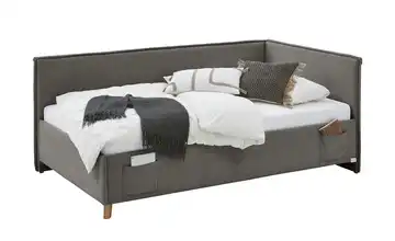 Polsterbettgestell mit trendiger Kederumrahmung Fun Grau Mit Rückenteil 120 cm Ohne Lattenrahmen & Bettkasten