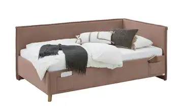 Polsterbettgestell mit trendiger Kederumrahmung Fun Rosa Mit Rückenteil 120 cm Mit Lattenrahmen & Bettkasten