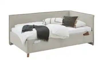 Polsterbettgestell mit trendiger Kederumrahmung Fun Beige Mit Rückenteil 140 cm Mit Lattenrahmen & Bettkasten