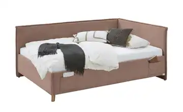 Polsterbettgestell mit trendiger Kederumrahmung Fun Rosa Mit Rückenteil 140 cm Mit Lattenrahmen & Bettkasten