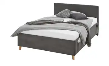 Polsterbett in Cord Cool Mit Lattenrahmen & Bettkasten Ohne Rückenteil 140 cm Anthrazit