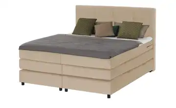 Boxspringbett Wind H1 & H4 160 cm Kaltschaumkern Mit Bettkasten Beige