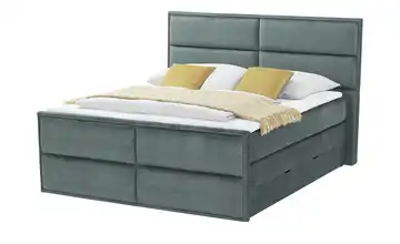 uno Boxspringbett mit Bettkasten Crocco Blau 180 cm H2 & H3 Viscoschaumkern