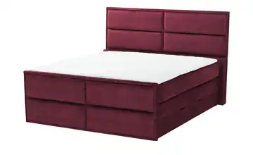 uno Boxspringbett mit Bettkasten Crocco Bordeauxrot 140 cm H4 Kaltschaumkern