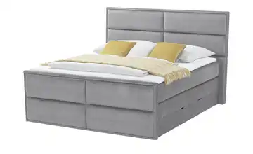 uno Boxspringbett mit Bettkasten Crocco Hellgrau 140 cm H1 Viscoschaumkern