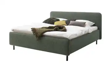 Polsterbett in meliertem Webstoff Primo Dunkelgrün, Mango 180 cm Mit Bettkasten