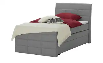 Boxspringbett mit Bettkasten und Topper Baron Grau H3 120 cm