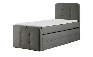 Boxspringbett mit Bettkasten Neapel 100x200 cm Grau 7 cm 100 cm 7cm Visco-Topper