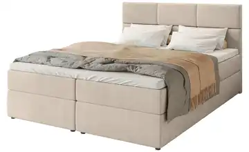 Boxbett mit Stauraum und Topper Boston 180x200 cm Creme
