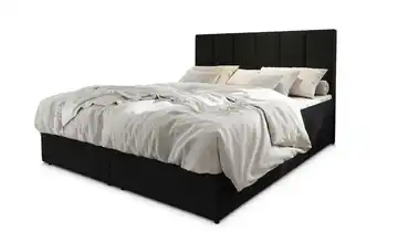 MASSENO Boxbett mit Bettkasten Meril 140x200 cm Schwarz Velours