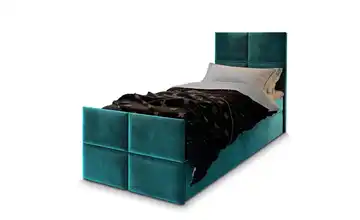 MASSENO Boxbett mit Bettkasten Ariel Türkis/Petrol 80x200 cm Teddy