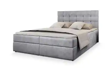MASSENO Boxbett mit Bettkasten Glos 140x200 cm Hellgrau Velours