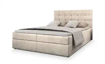 MASSENO Boxbett mit Bettkasten Glos 140x200 cm Hellbeige Velours