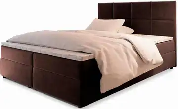 MASSENO Boxbett 140x200 cm Dunkelbraun Teddy